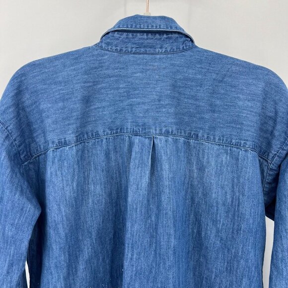 J.Jill Denim S Paint Splatter Button Down Chambray Shirt Blue Womens Size Small - Picture 4 of 11